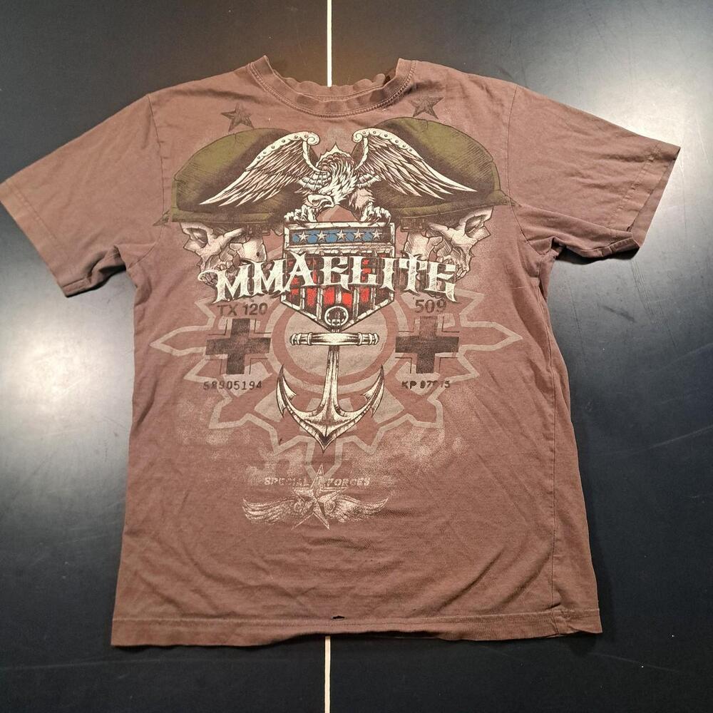 MMA Elite Men's Brown and Grey T-shirt
